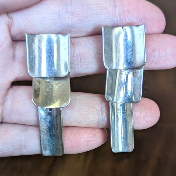 Taxco Modernist Geometric Sterling Silver Dangly Earrings Made in Mexico - Picture 7 of 10